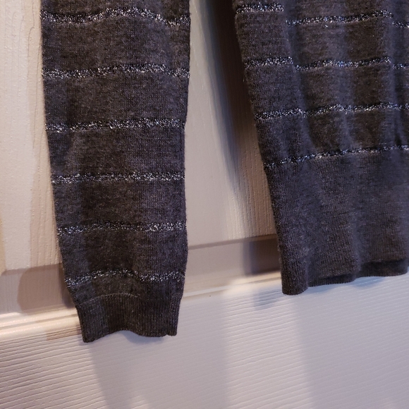 Gray and Metallic Silver Striped Sweater - Picture 3 of 4